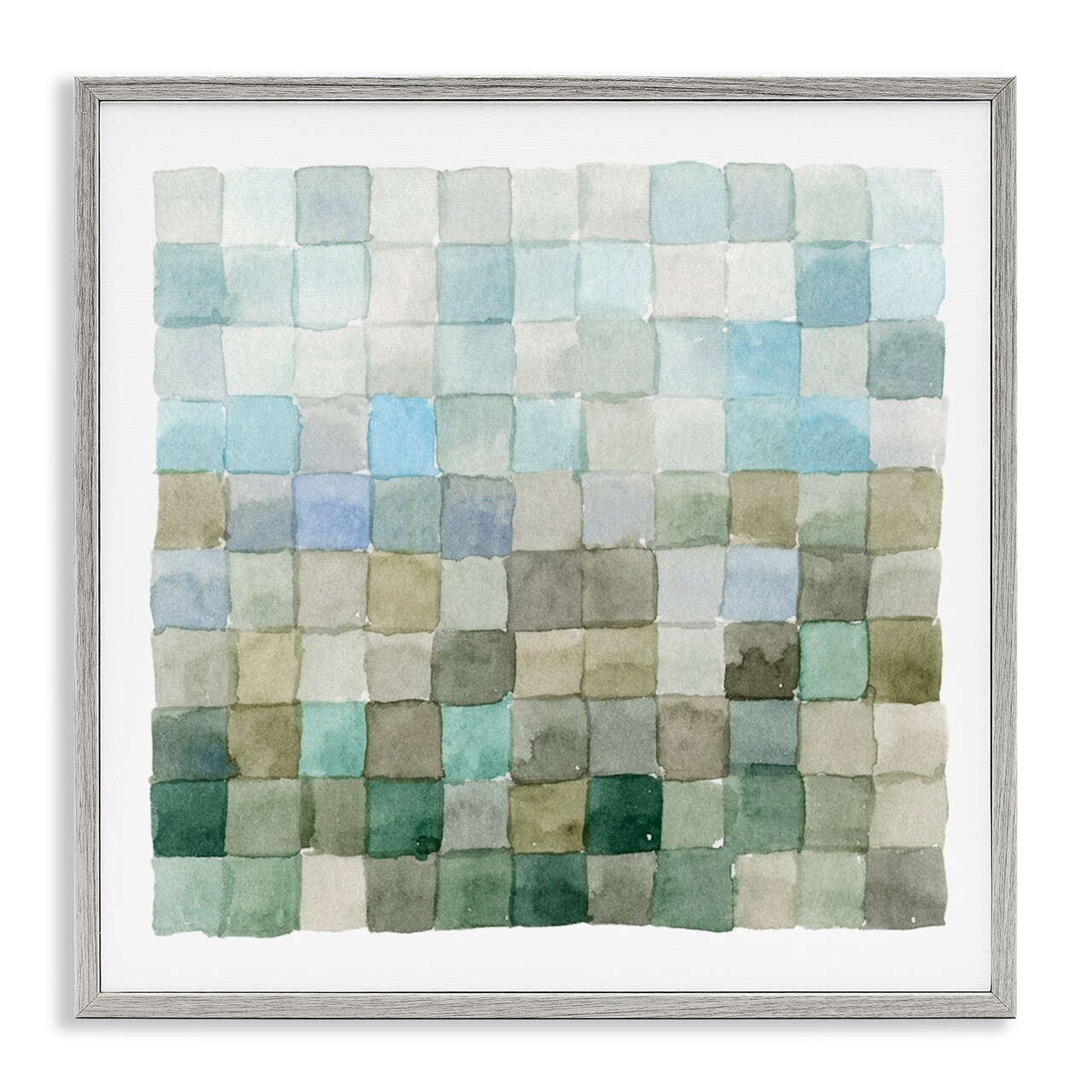 Stupell Industries Modern Watercolor Checkered Shapes Framed Giclee Art